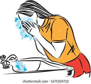 woman washing face vector illustration