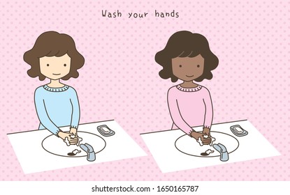 A woman washing her hands to prevent the virus.