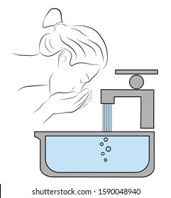 the woman is washing herself. vector illustration.