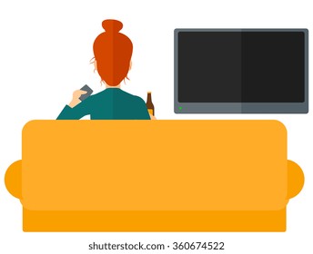 Woman watching TV.