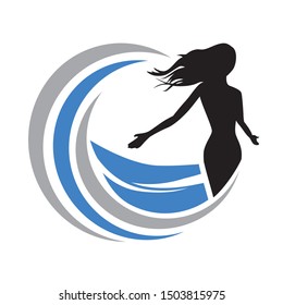 woman and water waves, vector illustration