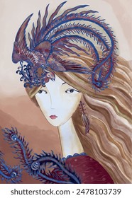 woman watercolor illustration. Art and more