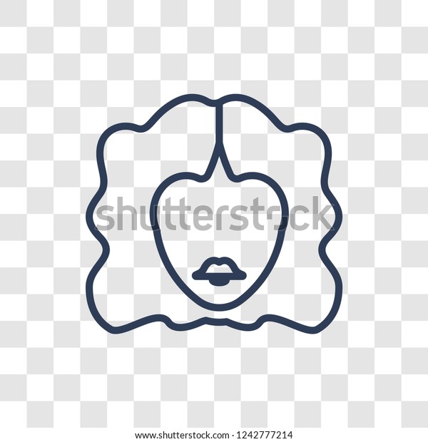 Woman Wavy Hair Icon Trendy Linear Stock Vector Royalty Free