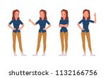 Woman wear blue jeans shirt character vector design.