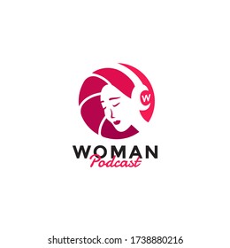 woman wear headphone earphone for podcast company