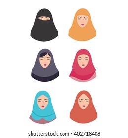 Middle Eastern Female Avatars Set Arabian Stock Vector (Royalty Free ...