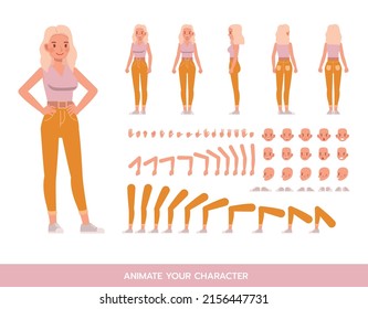 Woman wear pink shirts character vector design. Create your own pose.