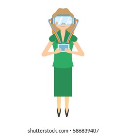 woman wear virtual reality glasses and control vector illustration