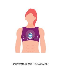 woman with wearable health monitor icon