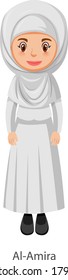 A woman wearing Al-Amira Islamic traditional veil cartoon character illustration