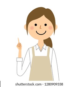 A woman wearing an apron is an illustration of a finger.