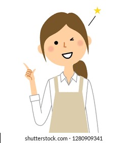 A woman wearing an apron is an illustration of a finger.