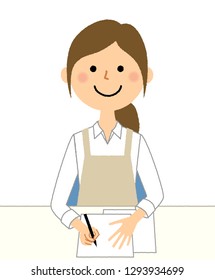 A woman wearing an apron is an illustration that accepts.