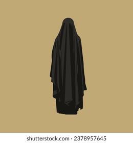 Woman wearing a black burqa