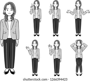 A woman wearing a business woman's pose _ 7 kinds of jackets
