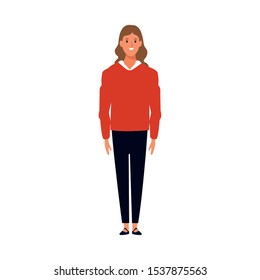 woman wearing casual clothes icon over white background, vector illustration