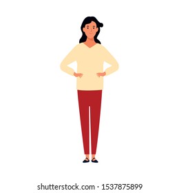 woman wearing casual clothes over white background, vector illustration