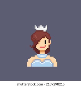 woman wearing crown in pixel style