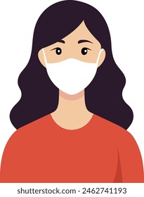 Woman wearing face mask to avoid air pollution