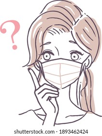 A woman wearing a face mask have a question in mind