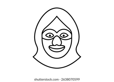 Woman wearing a face mask line drawing illustration