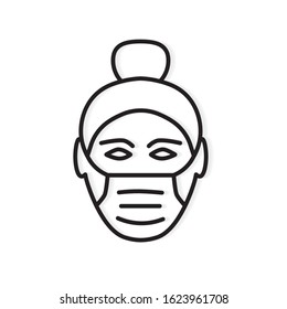 woman wearing face mask protecting from viruses- vector illustration