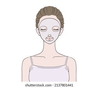 A woman wearing a face pack and closing her eyes