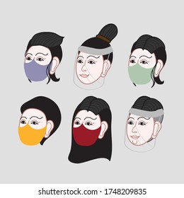 Woman wearing face shield during COVID-19 pandemic in Thailand Illustration (Vector)