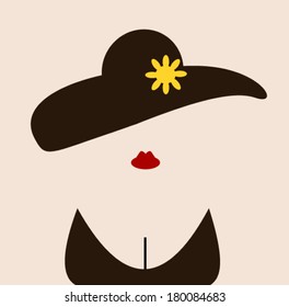 Woman Wearing Floppy Hat With Flower