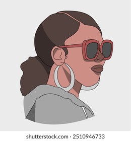 woman wearing glasses and hoop earrings