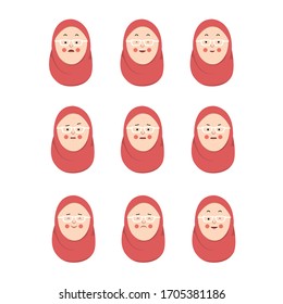 woman wearing glasses with various expressions