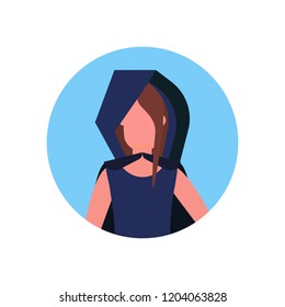 woman wearing grim reaper costume face avatar happy halloween concept female cartoon character portrait flat vector illustration
