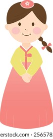 Woman wearing Hanbok, Korean traditional clothing