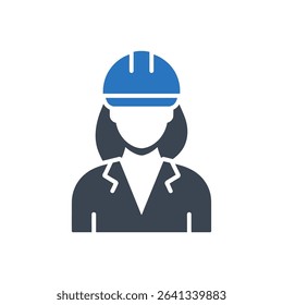 A woman wearing a hard hat and jacket.