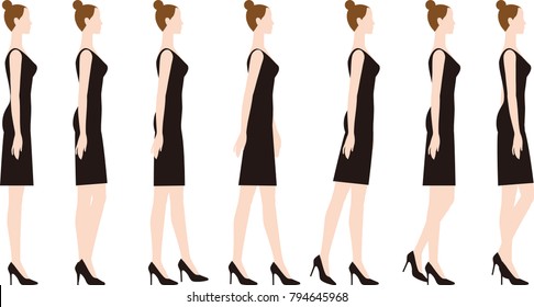 A Woman Wearing High Heels.walking Slowly.