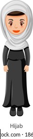 A woman wearing Hijab Islamic traditional veil cartoon character illustration