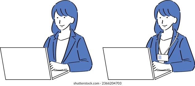 A woman wearing a jacket operating a PC.