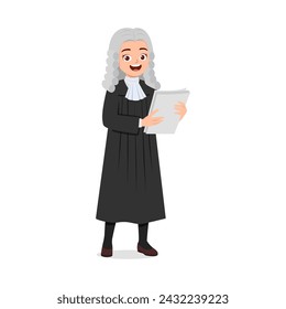 woman wearing judge costume and holding document