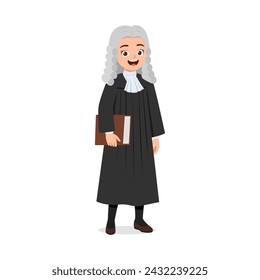 woman wearing judge costume and holding book