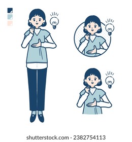 A woman wearing a knit vest with came up with images.It's vector art so it's easy to edit.