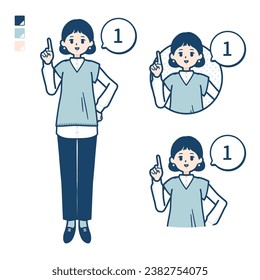 A woman wearing a knit vest with Counting as 1 images.It's vector art so it's easy to edit.