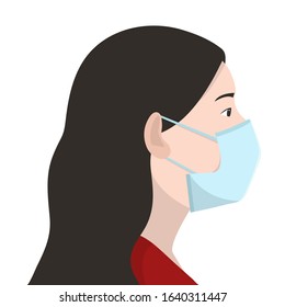 Woman wearing mask to avoid Coronavirus disease (2019-nCoV) vector illustration