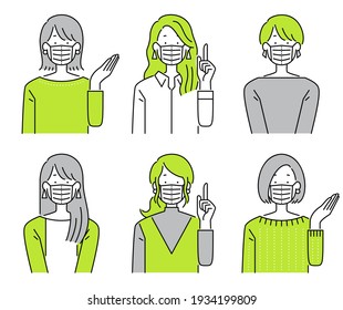 A woman wearing a mask and guiding