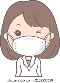 Woman wearing a mask (white coat . doctor)