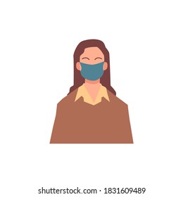 Woman wearing medical mask character concept vector illustration in flat style