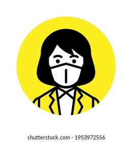 Woman wearing medical mask. Vector illustration.