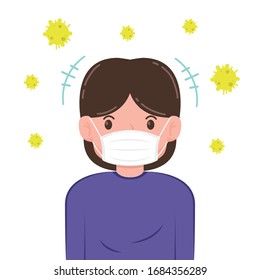 Woman wearing a protective mask. symbol. Protective mask vector.