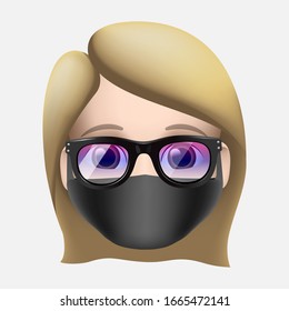 Woman wearing protective Medical mask to prevent virus Novel Coronavirus (2019-nCoV) and air pollution. Vector illustration