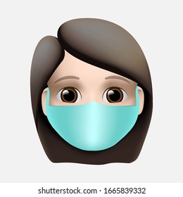 Woman wearing protective Medical mask for prevent virus Novel Coronavirus (2019-nCoV) and air pollution. Vector illustration