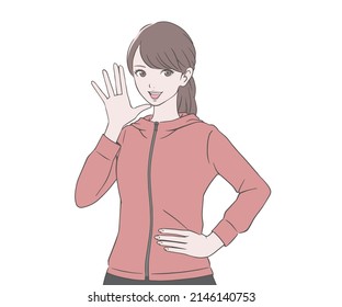 A woman wearing running wear calling